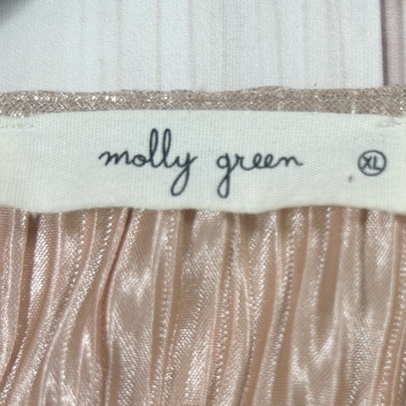 Molly Green Gold Pleated Tie-Front Crop Blouse/Cardigan. Size XL. - Picture 2 of 8